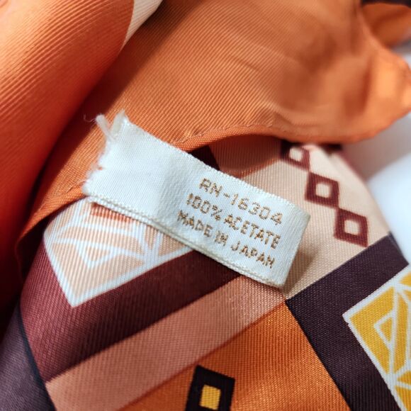 Square Scarf Headwrap Fall Brown Orange Geometric Fall Abstract 26 ×26 Japan - Picture 5 of 7